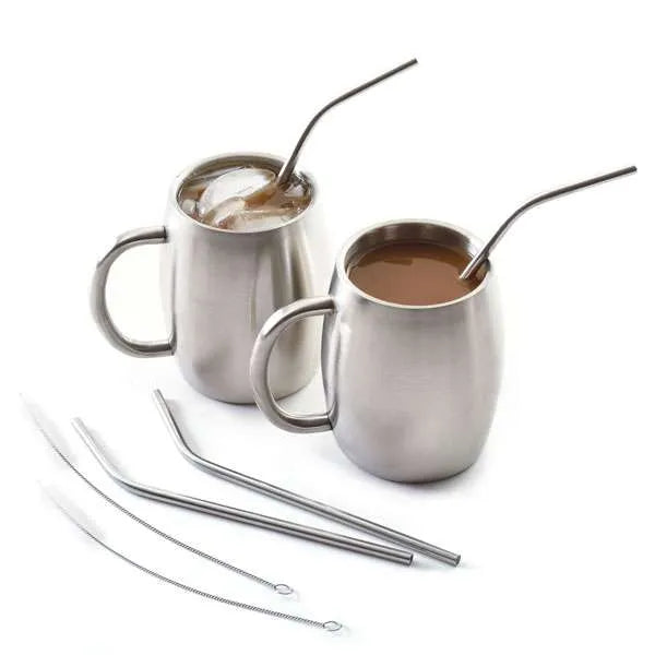 Reusable Stainless Steel Drinking Straws with Cleaning Brush