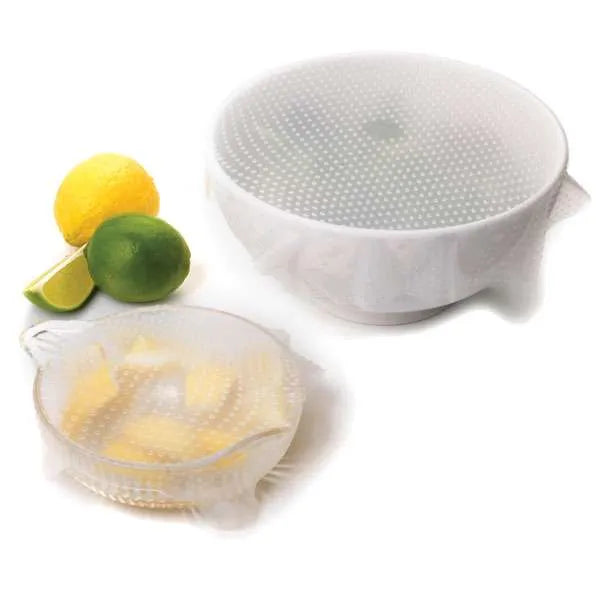 NorPro Silicone Stretch Bowl Covers - 2 Pack Clear Reusable Food Storage Lids