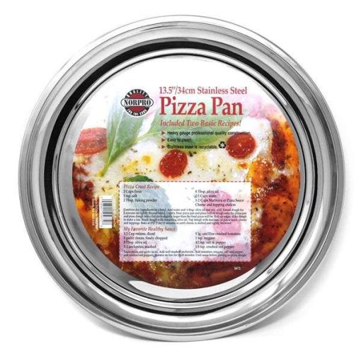 Norpro 5672 Pizza Pan - 13.5-Inch Stainless Steel Pizza Baking Pan