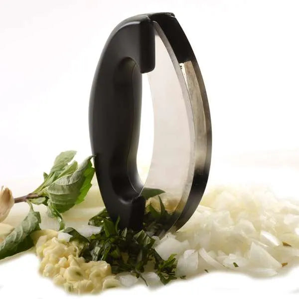 Norpro 578 Stainless Steel Mezzaluna - Double Blade Herb Chopper & Mincer
