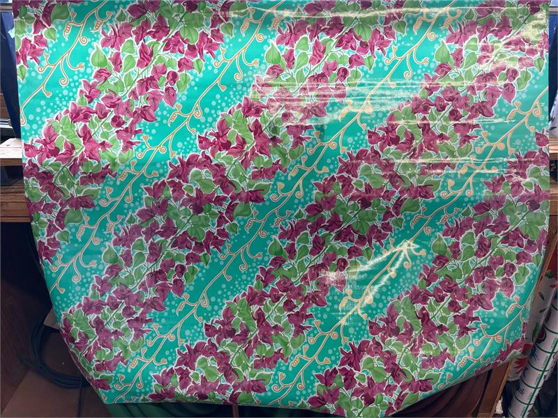 Avalon on Aqua Oilcloth Fabric Full Bolt - 12 Continuous Yards, 47.5" Wide