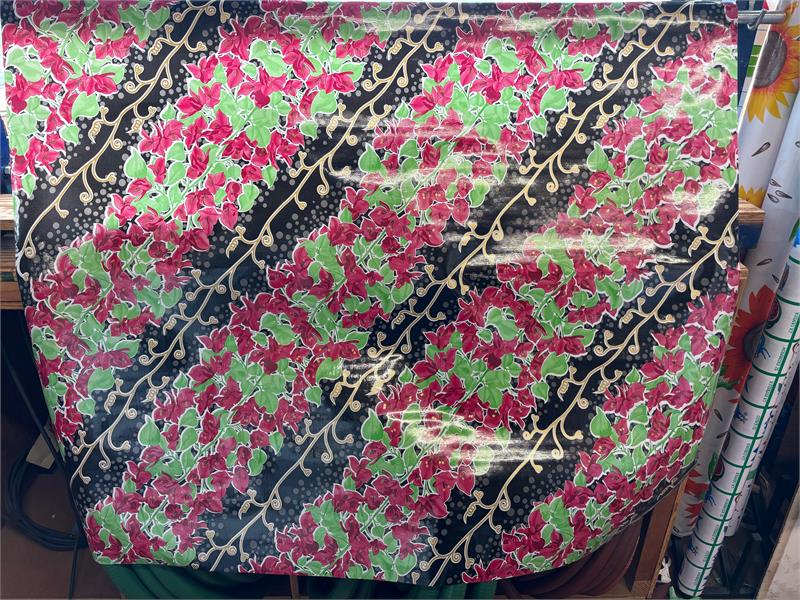 Avalon on Black Oilcloth Fabric by the Yard - 47.5" Wide