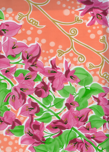 Avalon on Salmon Pink Oilcloth Fabric by the Yard - 47.5" Wide