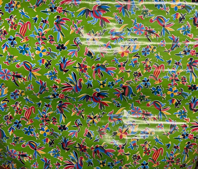 Aztec on Lime Green Oilcloth Fabric Full Bolt - 12 Continuous Yards, 47.5" Wide