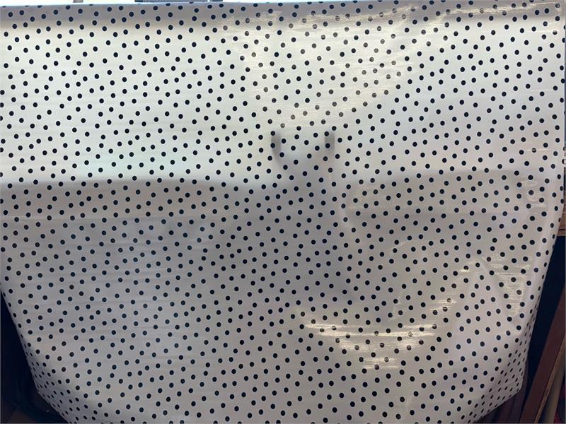 Black Polka Dots on White Oilcloth Fabric Full Bolt - 12 Continuous Yards, 47.5" Wide