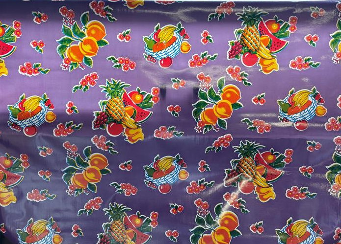 Cane on Purple Oilcloth Fabric Full Bolt - 12 Continuous Yards, 47.5" Wide