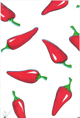 Chilis Green on White Oilcloth Fabric Full Bolt - 12 Continuous Yards, 47.5" Wide