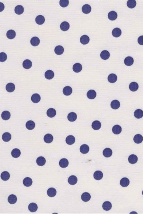 Dark Blue Polka Dots on White Oilcloth Fabric by the Yard - 47.5" Wide