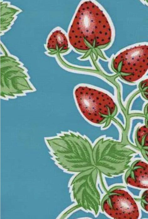 Forever Summer on Blue Oilcloth Fabric Full Bolt - 12 Continuous Yards, 47.5" Wide