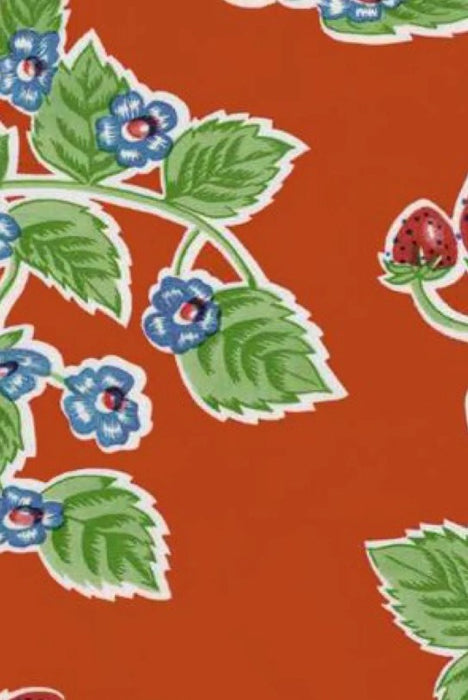 Forever Summer on Red Oilcloth Fabric Full Bolt - 12 Continuous Yards, 47.5" Wide