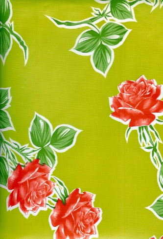 Havana on Lime Green Floral Oilcloth Fabric Full Bolt - 12 Continuous Yards, 47.5" Wide