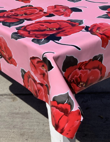 Iceland on Pink Oilcloth Fabric Full Bolt - 12 Continuous Yards, 47.5" Wide