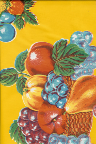 Lemons on Yellow Oilcloth Fabric Full Bolt - 12 Continuous Yards, 47.5" Wide