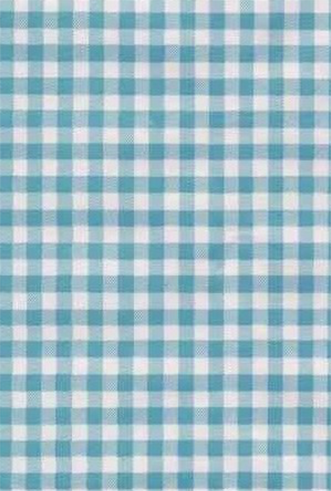 Light Blue and White Gingham Check Oilcloth Fabric Full Bolt - 12 Continuous Yards, 47.5" Wide