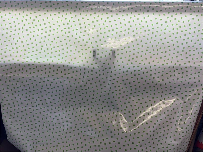Lime Green Polka Dots on White Oilcloth Fabric Full Bolt - 12 Continuous Yards, 47.5" Wide