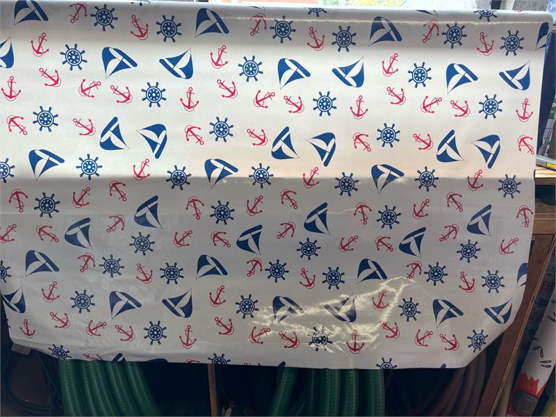 Nantucket in Blue Oilcloth Fabric by the Yard, 47.5" Wide