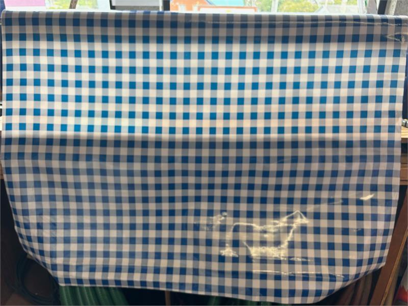 Big Picnic Check Blue and White Oilcloth Fabric by the Yard - 47.5" Wide