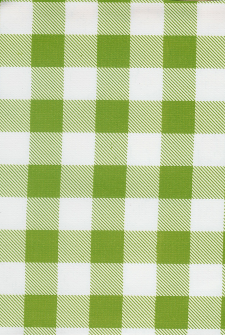 Big Picnic Check in Green Oilcloth Fabric by the Yard - 47.5" Wide