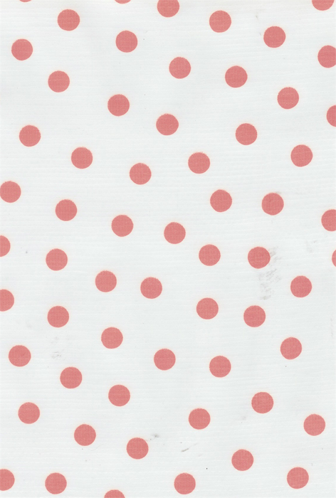 Pink Polka Dots on White Oilcloth Fabric by the Yard - 47.5" Wide