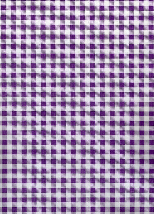 Purple and White Gingham Check Oilcloth Fabric by the Yard - 47.5" Wide