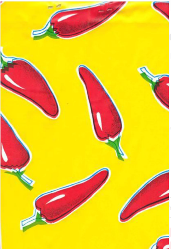 Chilis Red on Yellow Oilcloth Fabric by the Yard - 47.5" Wide