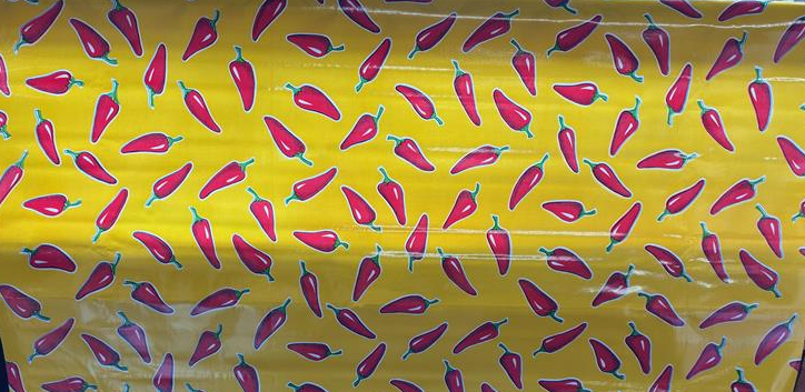 Chilis Red on Yellow Oilcloth Fabric by the Yard - 47.5" Wide