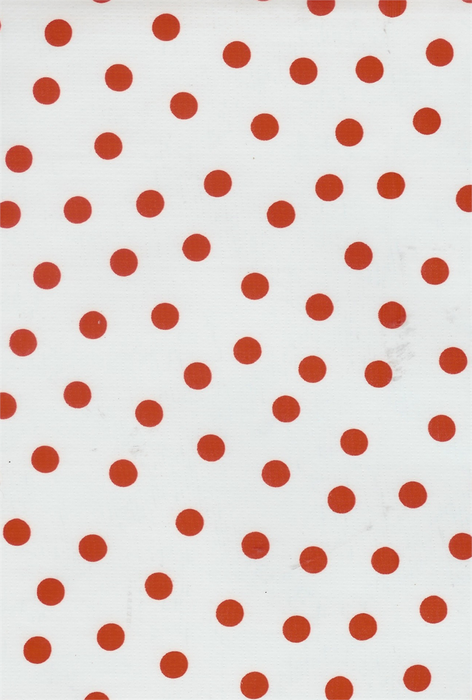Red Polka Dots on White Oilcloth Fabric Full Bolt - 12 Continuous Yards, 47.5" Wide