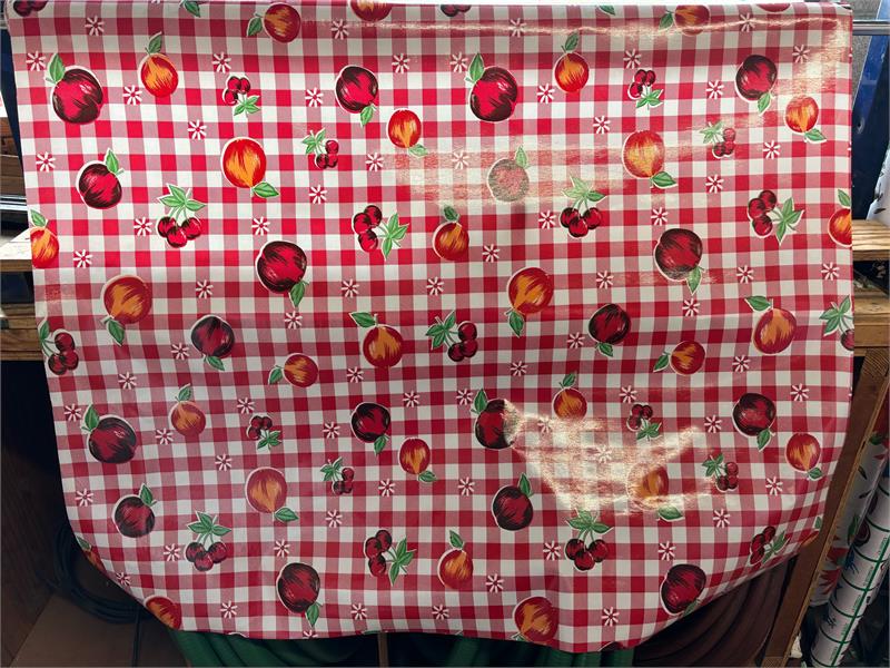 Riverside on Red Oilcloth Fabric Full Bolt - 12 Continuous Yards, 47.5" Wide