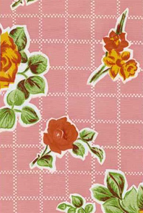 Rosegall Floral on Pink Oilcloth Fabric Full Bolt - 12 Continuous Yards, 47.5" Wide