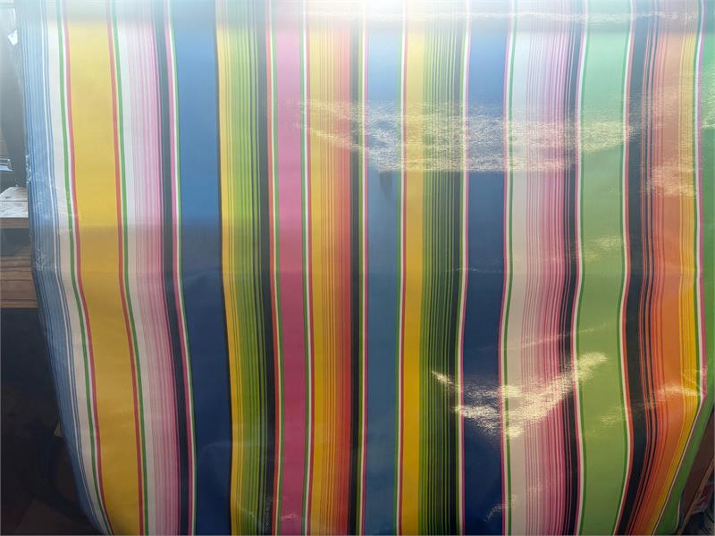 Serape in Blue Oilcloth Fabric Full Bolt - 12 Continuous Yards, 47.5" Wide