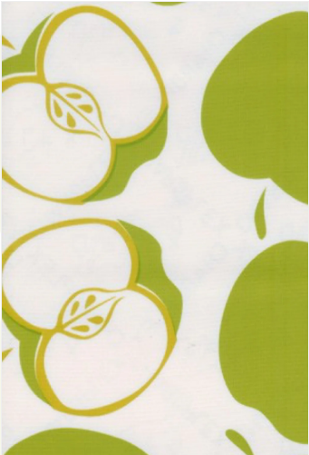 Solvang Apples Green Oilcloth Fabric Full Bolt - 12 Continuous Yards, 47.5" Wide