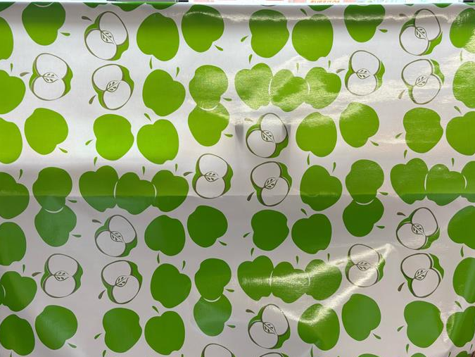 Solvang Apples Green Oilcloth Fabric Full Bolt - 12 Continuous Yards, 47.5" Wide