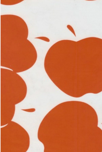 Solvang Apples Red on White Oilcloth Fabric by the Yard - 47.5" Wide