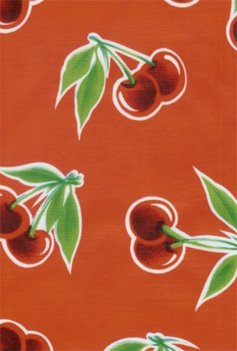 Stella Cherries on Red Oilcloth Fabric by the Yard - 47.5" Wide