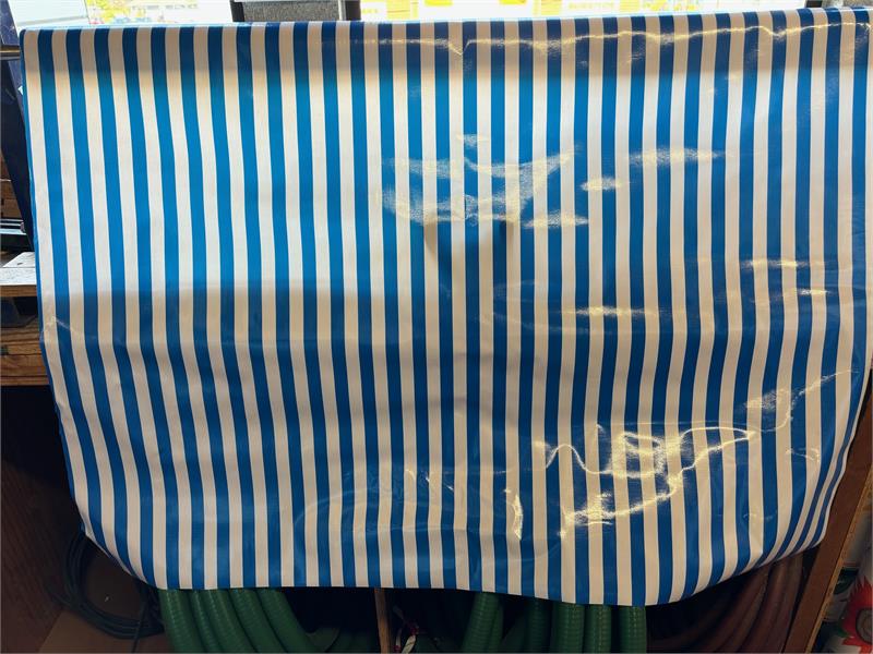 Blue and White Stripes Oilcloth Fabric Full Bolt - 12 Continuous Yards, 47.5" Wide
