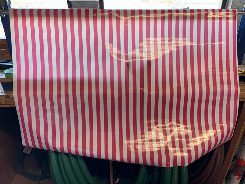 Pink and White Stripes Oilcloth Fabric by the Yard - 47.5" Wide