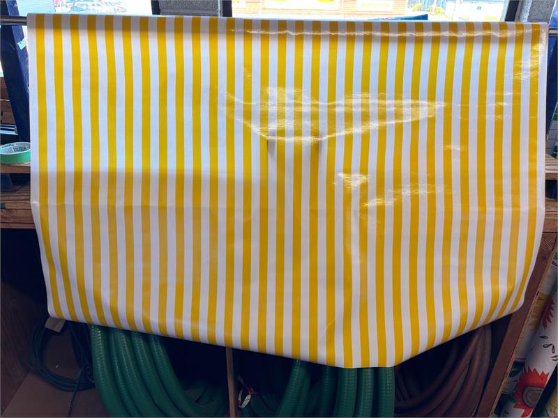 Yellow and White Stripes Oilcloth Fabric by the Yard - 47.5" Wide
