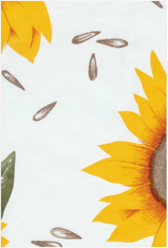 Sunflowers on White Oilcloth Fabric Full Bolt - 12 Continuous Yards, 47.5" Wide