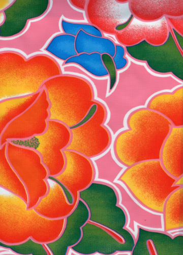 Tehuana on Pink Oilcloth Fabric by the Yard - 47.5" Wide