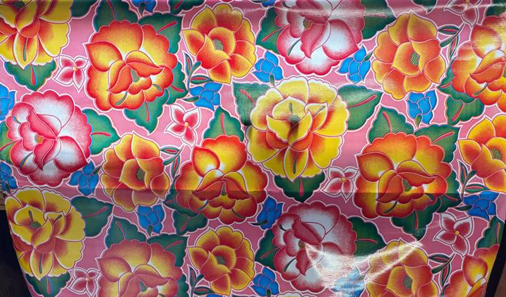 Tehuana on Pink Oilcloth Fabric by the Yard - 47.5" Wide