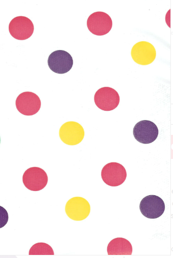 Tokyo Dots Pink and Purple on White Oilcloth Fabric Full Bolt - 12 Continuous Yards, 47.5" Wide