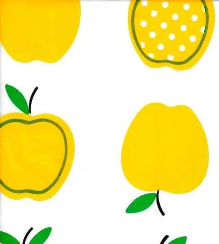 Tremso Apples in Yellow Oilcloth Fabric Full Bolt - 12 Continuous Yards, 47.5" Wide
