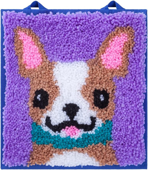 Latch Hook Kit French Bulldog Puppy Mini Rug - Complete Craft Set for Kids