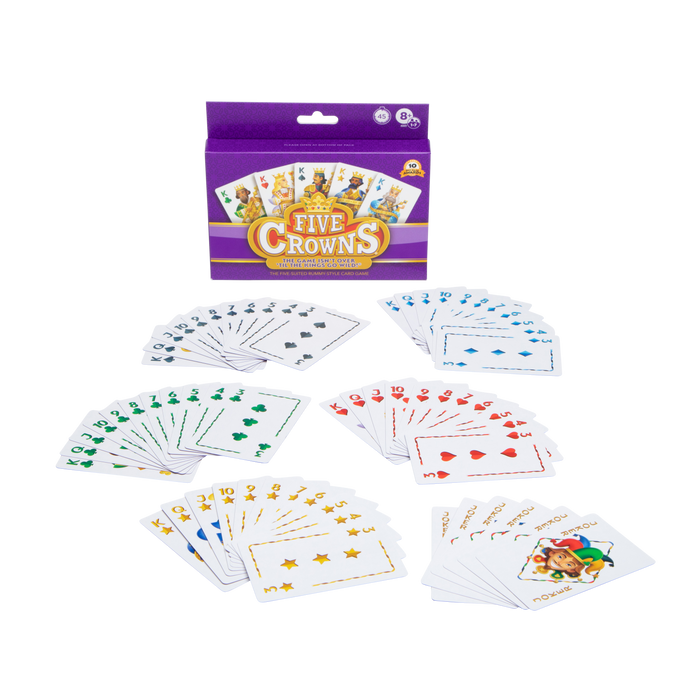 Five Crowns Card Game - Award-Winning 5 Suited Rummy Family Game for 1-7 Players