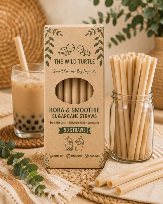 The Wild Turtle Sugarcane Straws, 100 Count