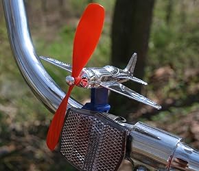 Schylling Retro Bike Airplane - Chrome Handlebar Propeller Accessory with Spinning Blades