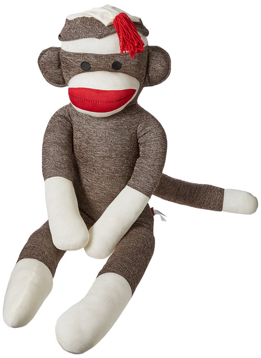 Schylling Jumbo Plush Sock Monkey 45" - Giant Classic Sock Monkey Stuffed Animal