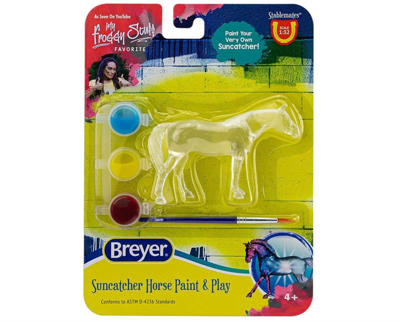 Breyer fans love Stablemates painting and they love horses. Enter our new Suncatcher Horse Paint & Play - the perfect pair! Each Stablemates horse model is clear, and when painted with the special paint, they become dazzling in the sunlight.