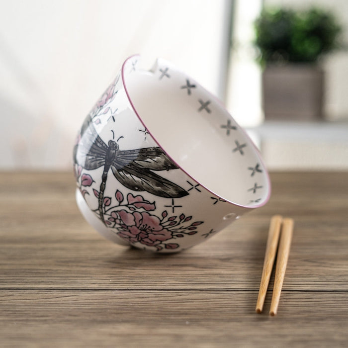 Dragonfly Donburi Bowl with Chopsticks Set, 18 oz