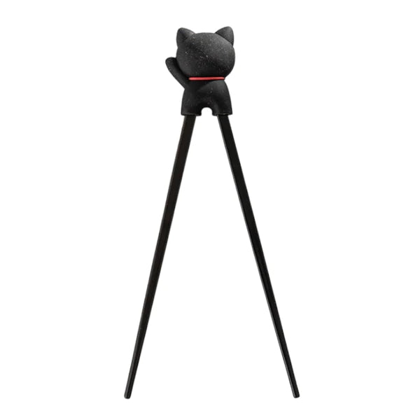 Black Lucky Cat Training Chopsticks for Beginners